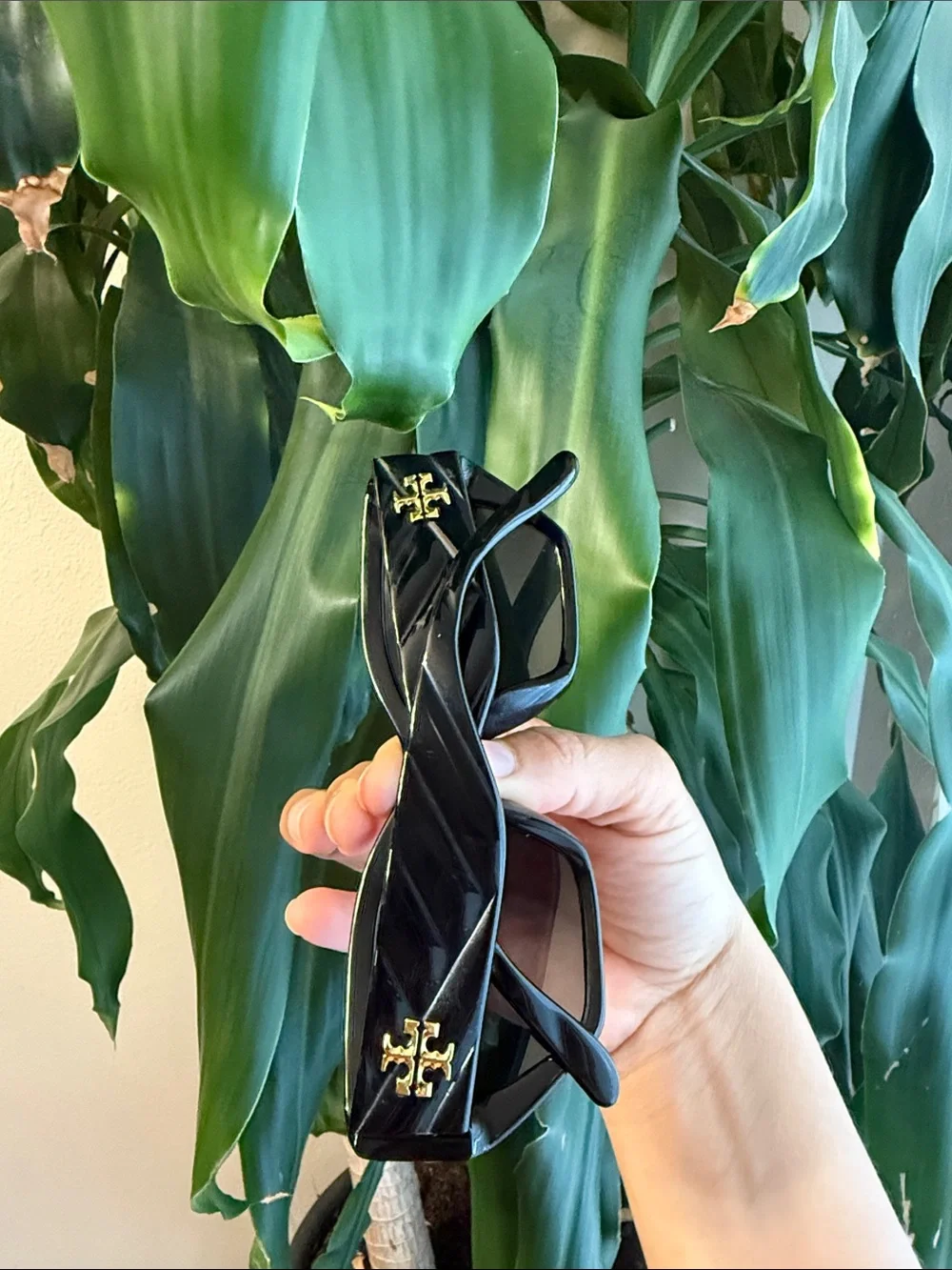 Tory Burch Black Rectangular Sunglasses